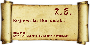 Kojnovits Bernadett névjegykártya