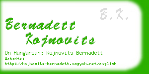 bernadett kojnovits business card